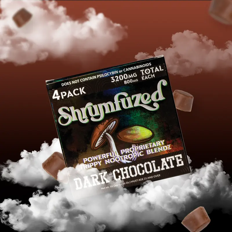 [Q-4355-03] Dazed SHRUMFUZED 4PK CHOCOLATES 800MG EACH 10PER BOX (Dark Chocolate)