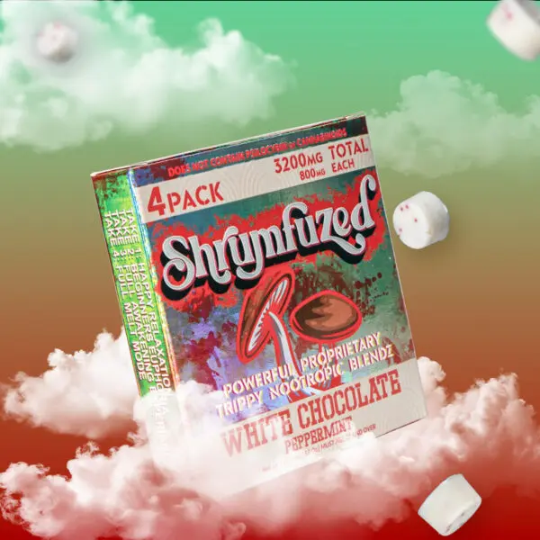 [Q-4355-02] Dazed SHRUMFUZED 4PK CHOCOLATES 800MG EACH 10PER BOX (White Chocolate Peppermint)