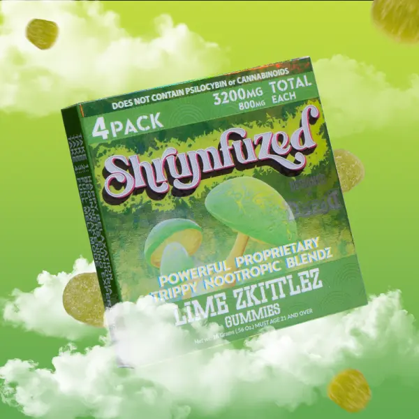 [Q-4356-04] Dazed SHRUMFUZED 4PK GUMMIES 800MG EACH 10PER BOX (Lime Zkittlez)