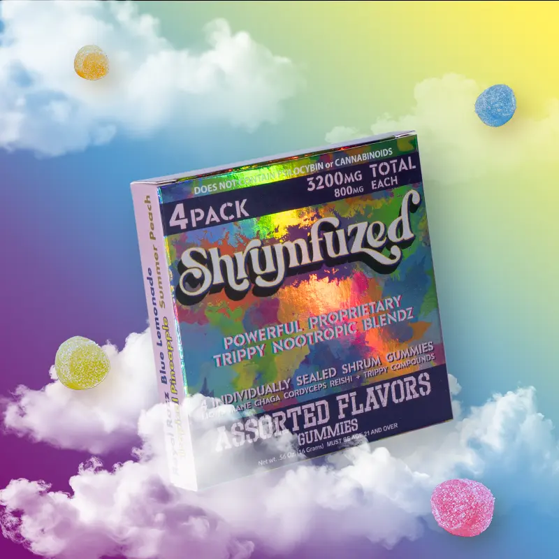 [Q-4356-09] Dazed SHRUMFUZED 4PK GUMMIES 800MG EACH 10PER BOX (Assorted Flavors)