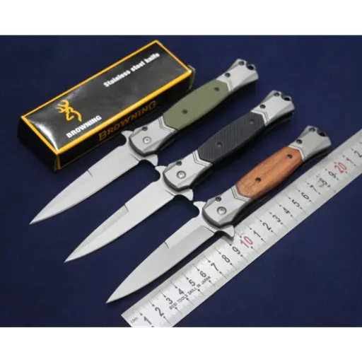 [Q-1695] DEFENSE KNIFE BROWNING BRAND (BLACK METAL AND BOTTLE OPENER)