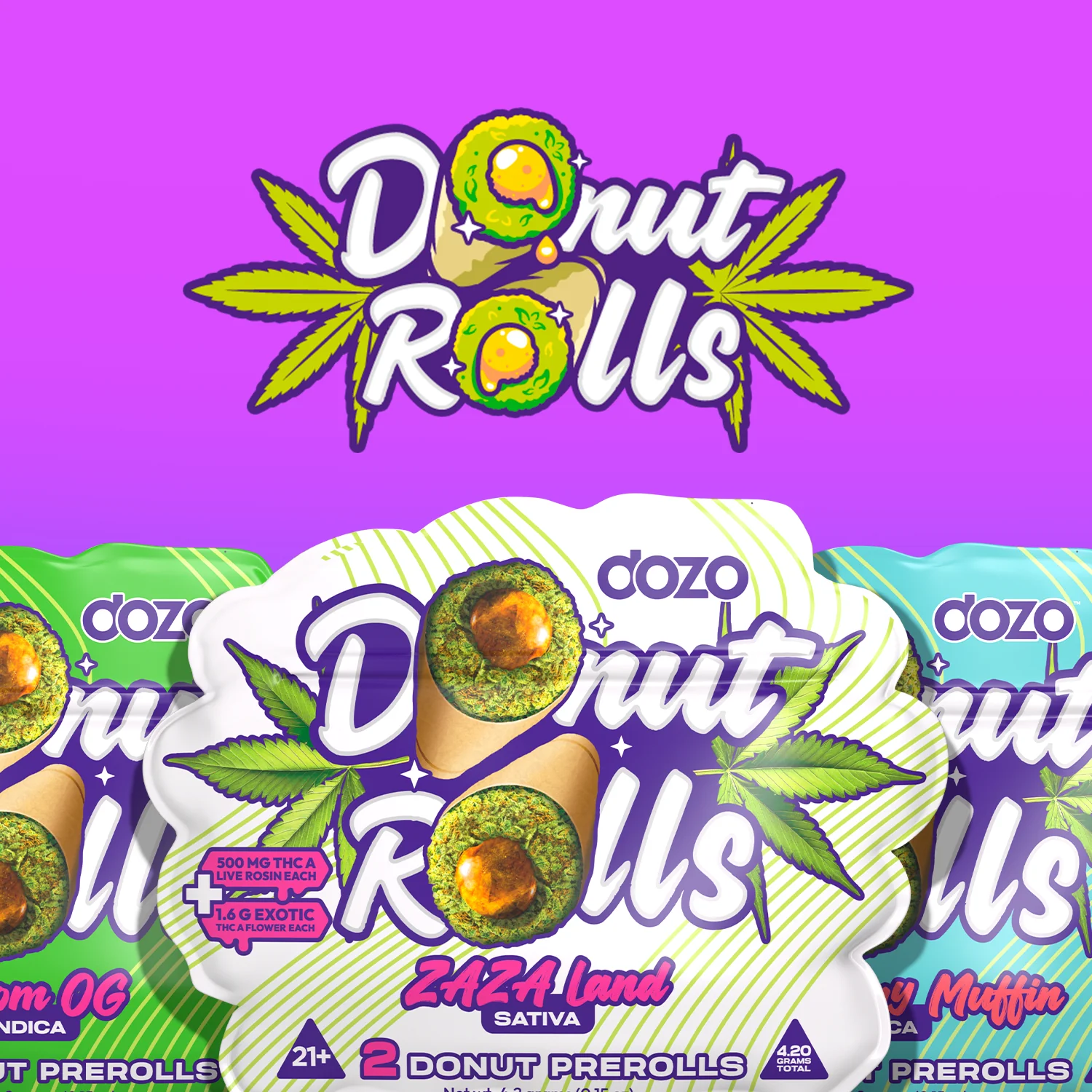 [T-1321-07] DOZO - THC A Donut Pre-rolls - 2 count (Venom OG - Indica)