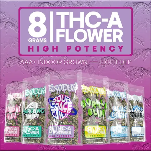 [T-1436-06] Exodus - THCa Flower - 8g 6ct (BUBBLE GUM (INDICA))