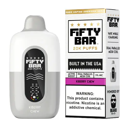 [Q-2001-13] FIFTY BAR 20000 PUFFS DISPOSABLE 5PK 16ML (Kiberry Chew)