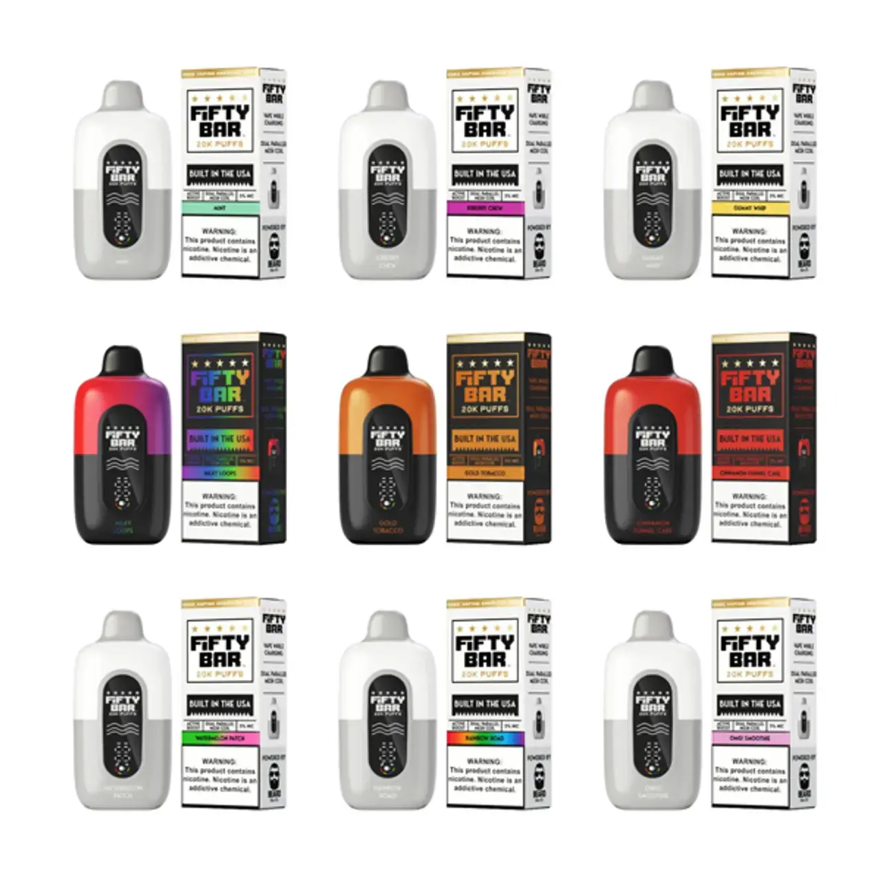 [Q-2001-24] FIFTY BAR 20000 PUFFS DISPOSABLE 5PK 16ML (Salted Caramel)