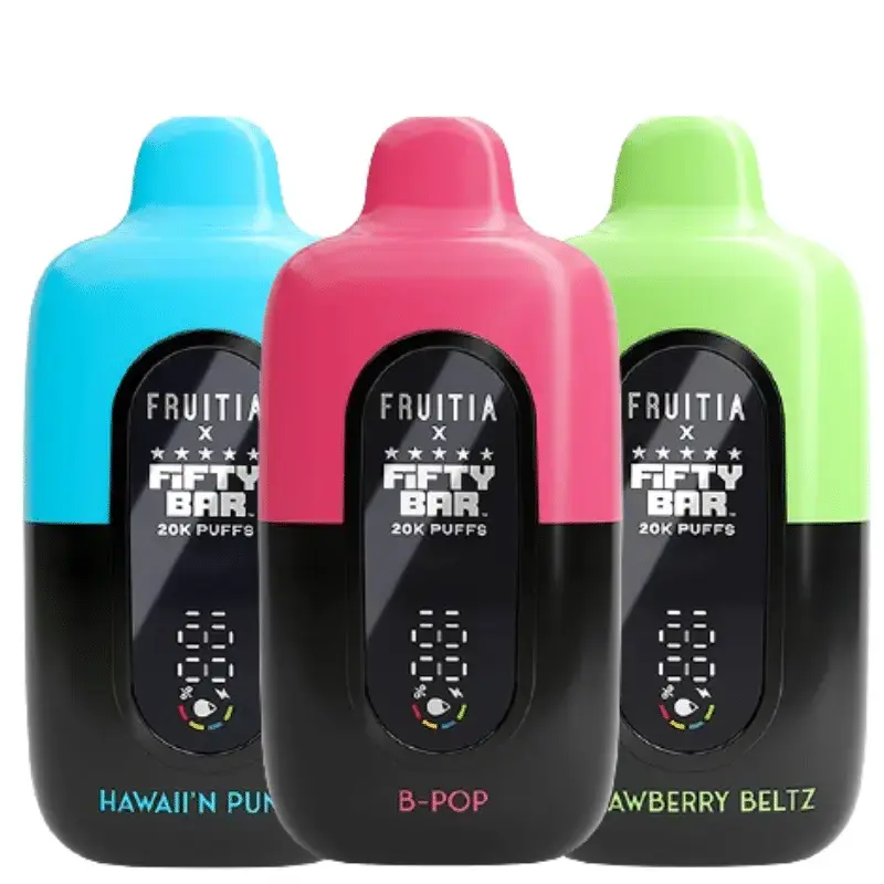 [Q-4466-19] Fifty Bar FRUITIA 20K Puffs 5pk (Blue Razz Ice)