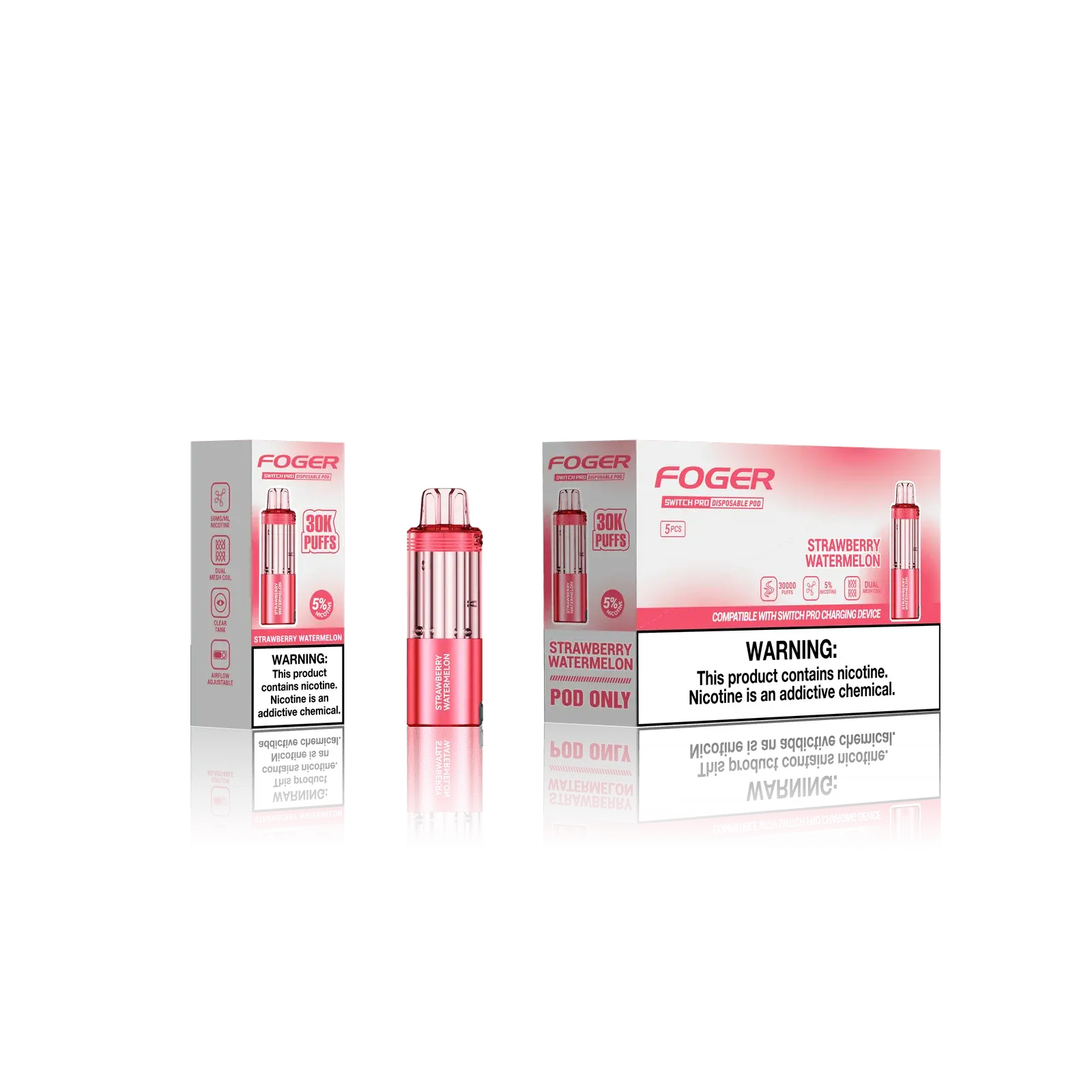 [Q-4718-06] Foger Switch Pro 30K POD 18ml 5PK (Strawberry Watermelon)