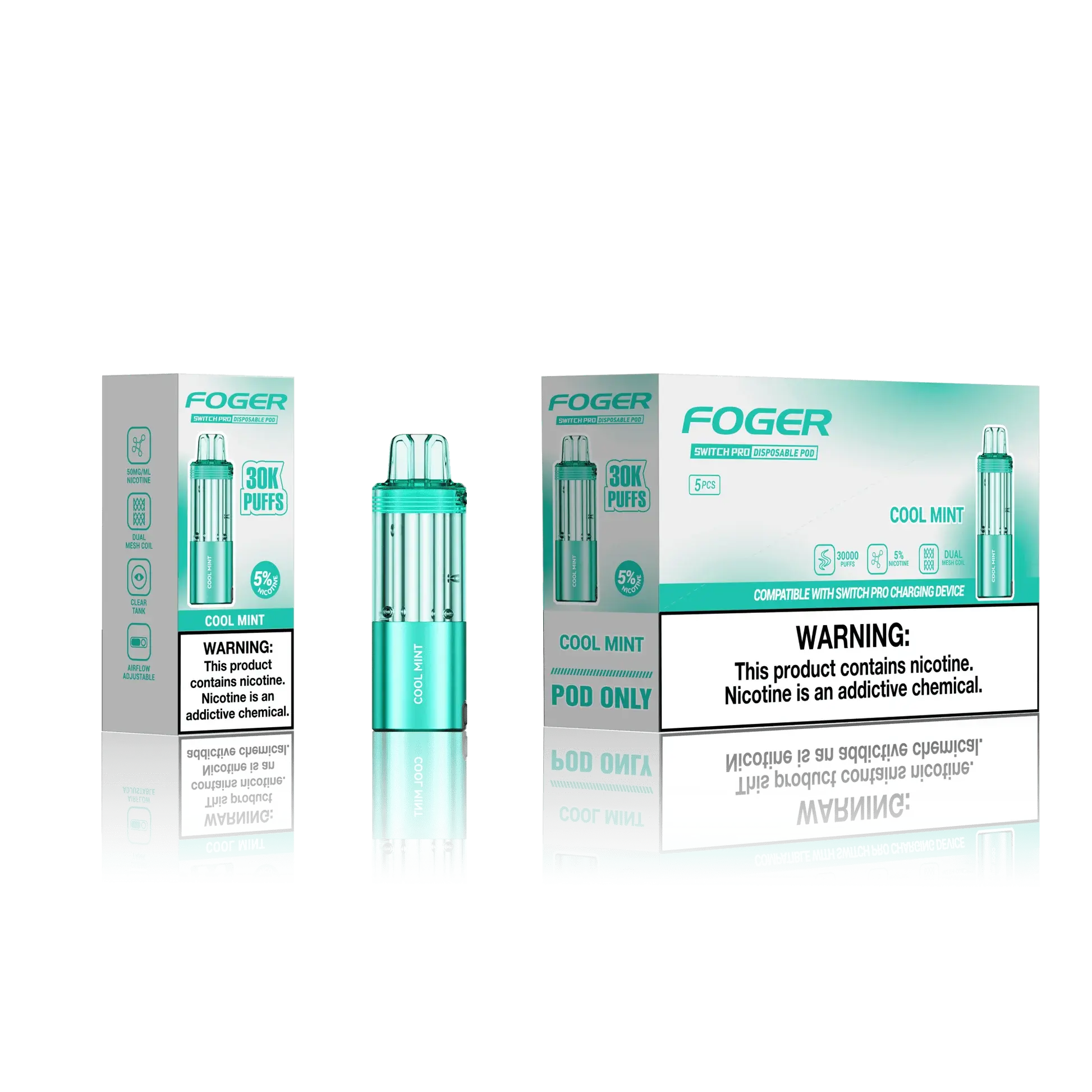 [Q-4718-11] Foger Switch Pro 30K POD 18ml 5PK (Cool Mint)