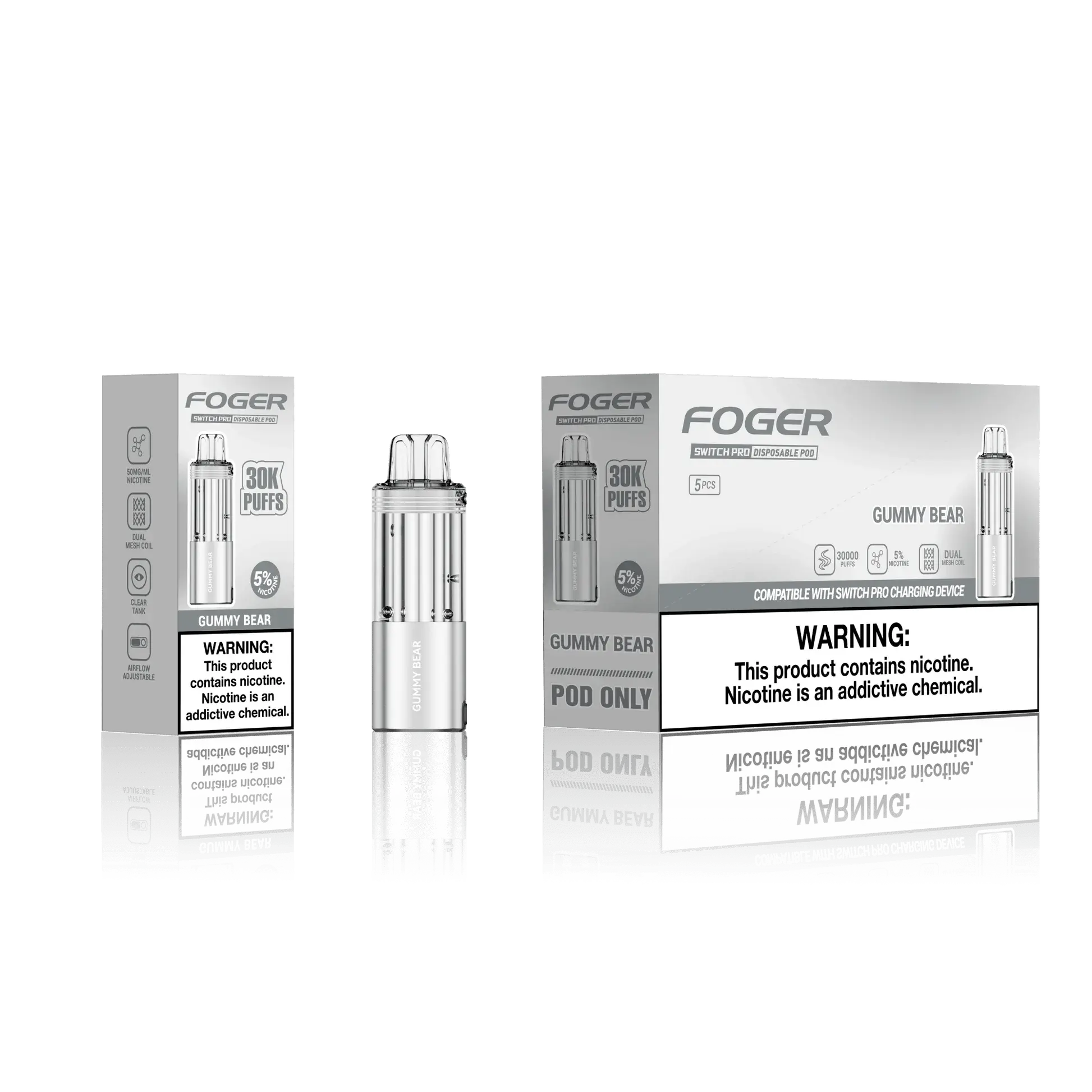 [Q-4718-13] Foger Switch Pro 30K POD 18ml 5PK (Gummy Bear)