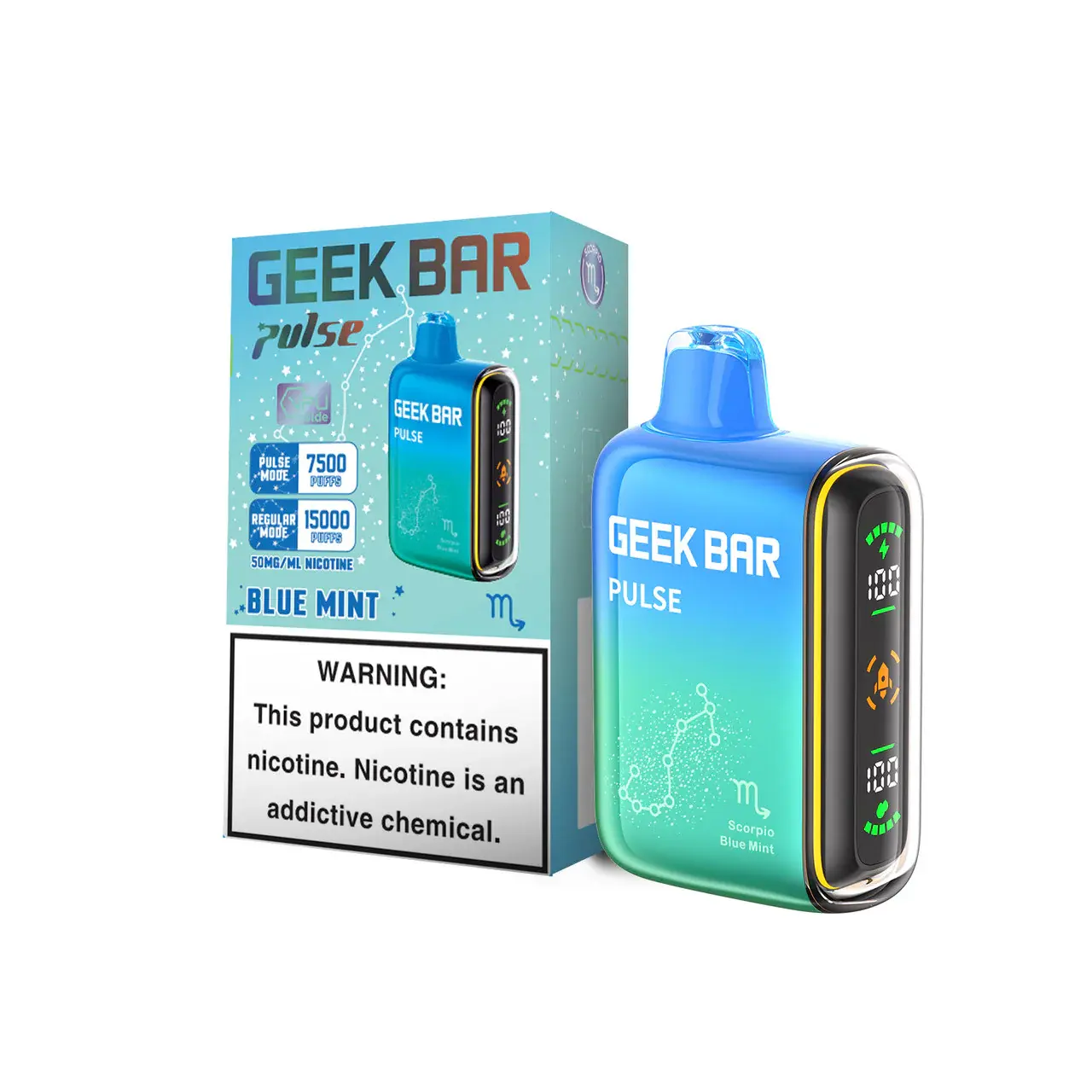 [Q-2069-27] GEEK BAR PULSE 15000 PUFF 16ML 5PK (Blue Mint)