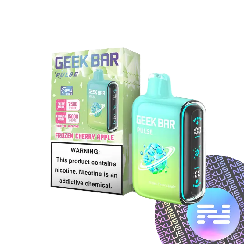 [Q-2070-03] GEEK BAR PULSE DISPOSABLE VAPE 15000 PUFFS 5PK 16ML FROZEN (Cherry Apple)