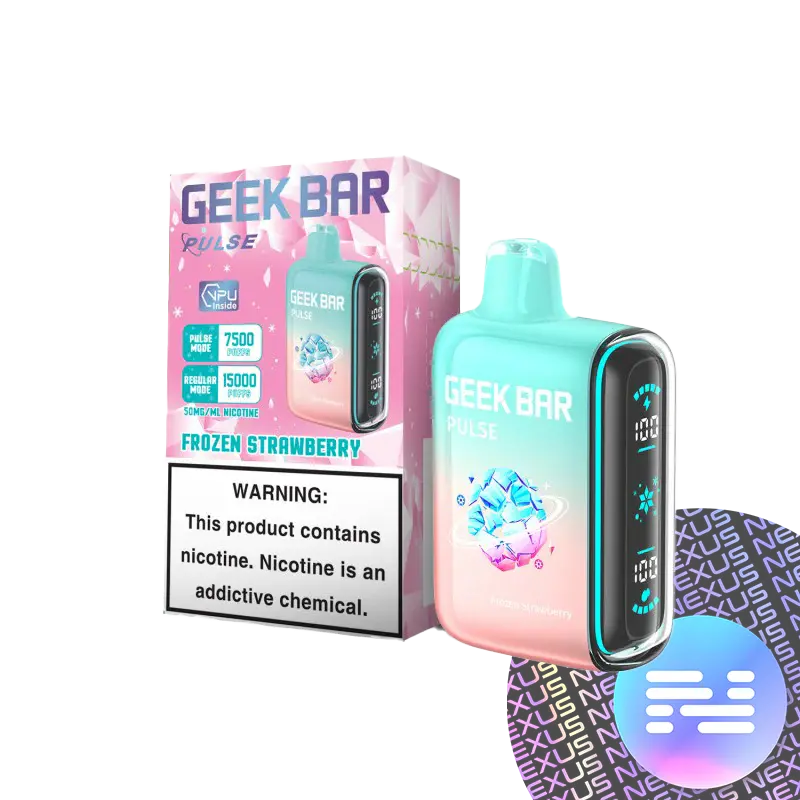 [Q-2070-02] GEEK BAR PULSE DISPOSABLE VAPE 15000 PUFFS 5PK 16ML FROZEN (Strawberry)