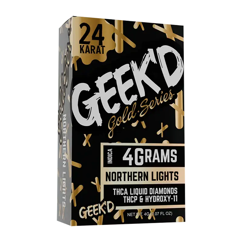 [T-1305-03] GEEK’D EXTRACTS GOLD SERIES 4 GRAM DISPOSABLE 5PK (NORTHERN LIGHTS – INDICA)
