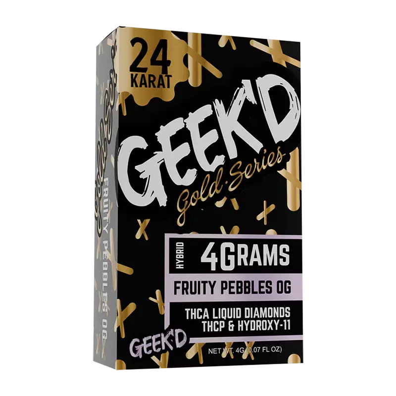 [T-1305-06] GEEK’D EXTRACTS GOLD SERIES 4 GRAM DISPOSABLE 5PK (FRUITY PEBBLES OG – HYBRID)