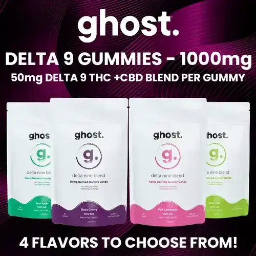 [10140-03] GHOST DELTA 9 BLEND 1000MG 5CT 20 GUMMY (Pink Lemonade)