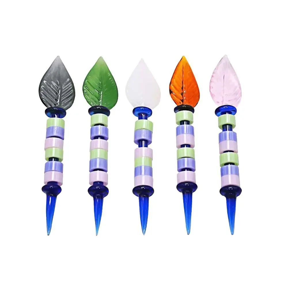 GLASS LEAF DABBER TOOL WITH BEADS