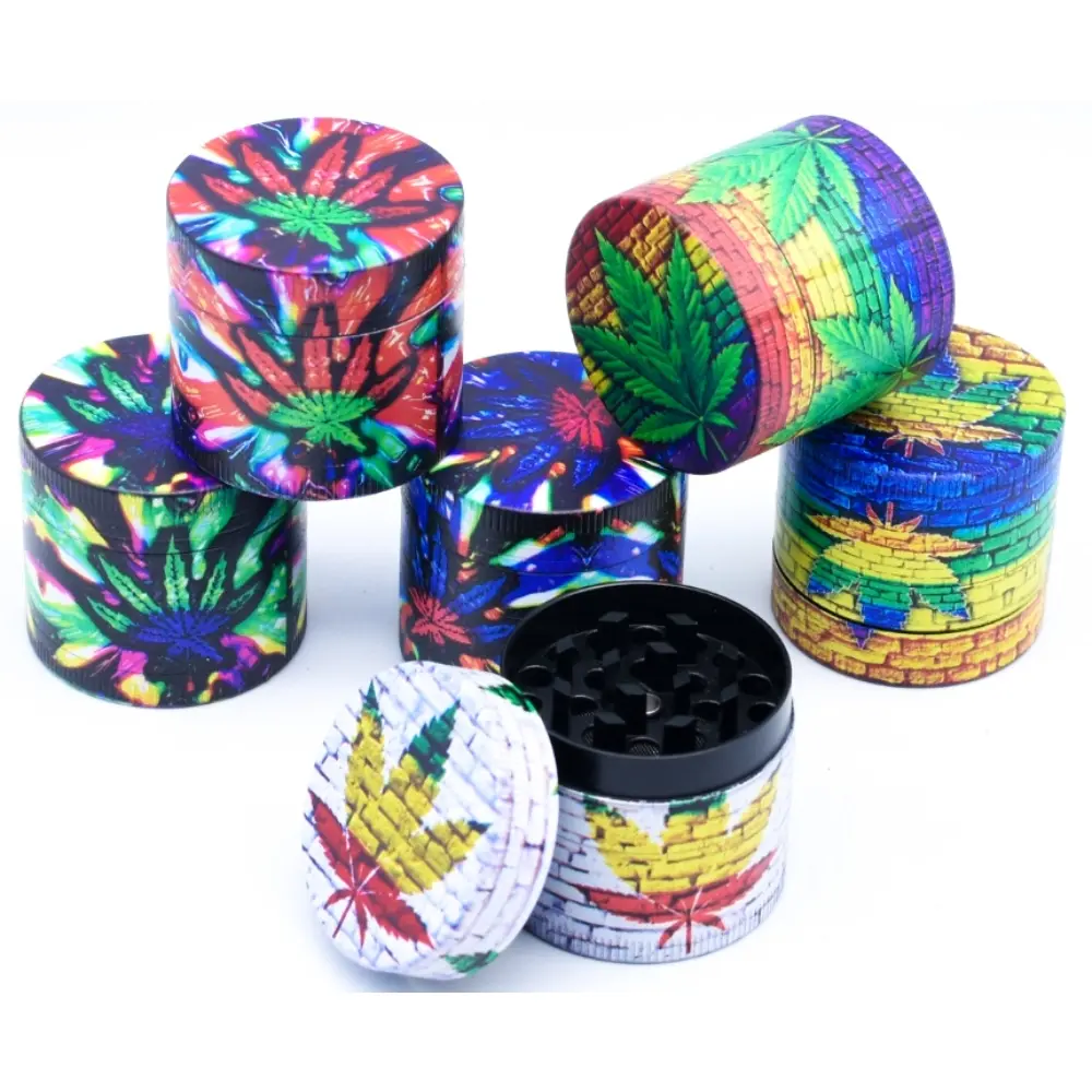 GRINDER 40MM WEED LEAFE DESIGN MULTI COLOR
