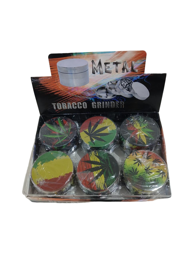 Grinder Zinc 63MM Half Printed Leaf 6PK