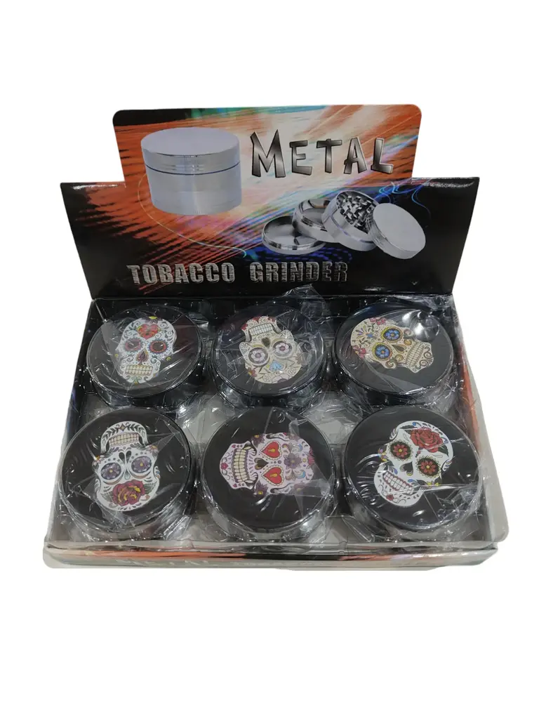 Grinder Zinc 63MM Print on Lid Skull-1 6PK