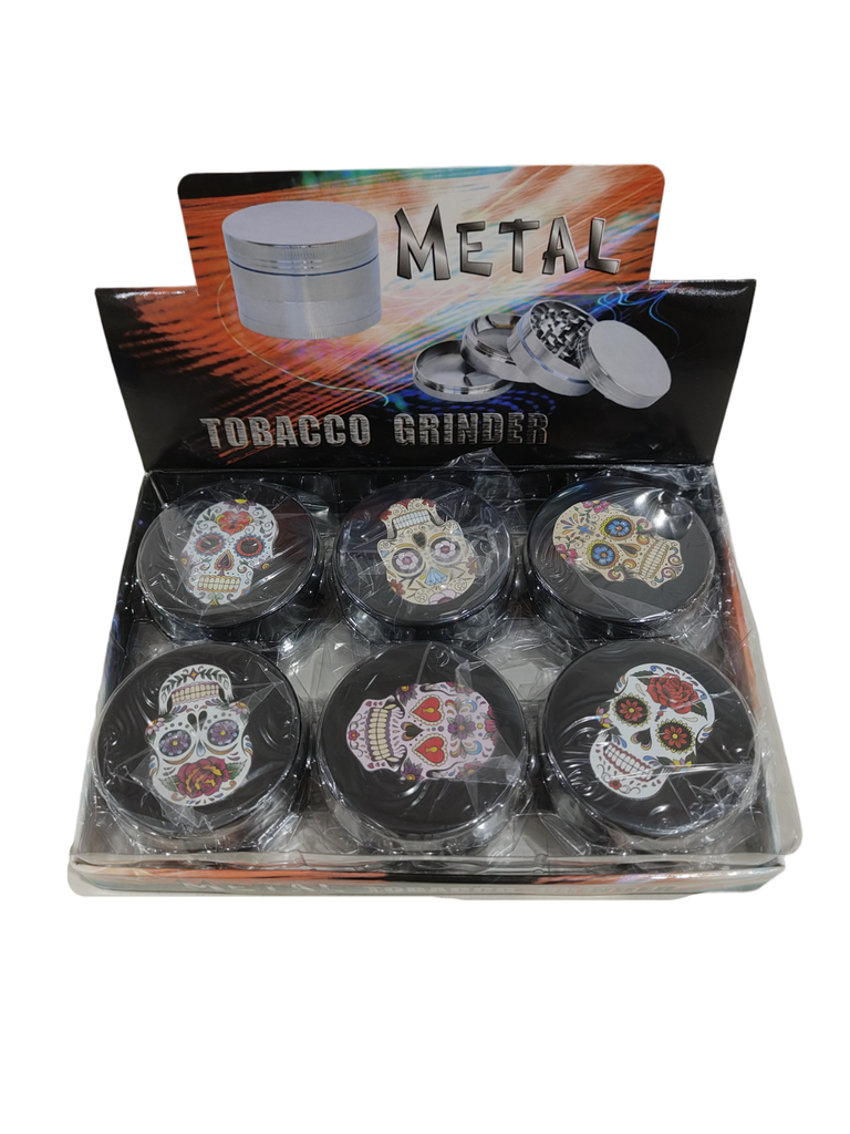 Grinder Zinc 63MM Print on Lid Skull-1 6PK