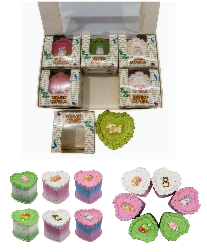 Grinder Zinc Alloy Heart Cake 4 Part 6PC Display