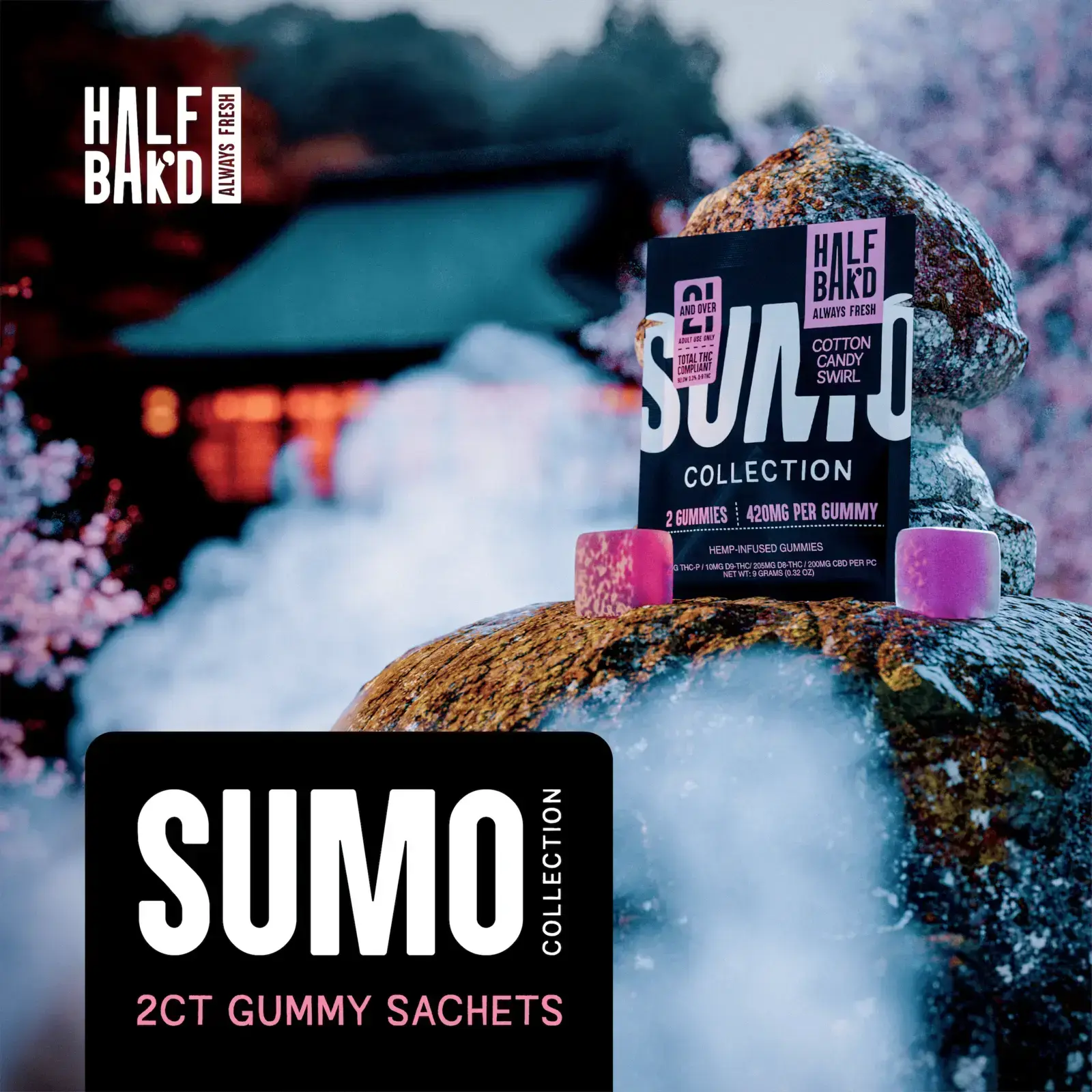 [T-1365-01] Half Bak'd D9 SUMO SOUR'D Gummies 2CT - 30 Pack (Big Apple)