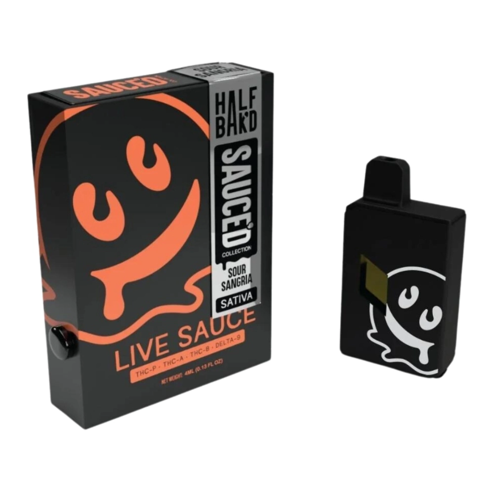 [T-1089-07] HALF BAK’D LIVE RESIN SAUCE’D DISPOSABLE 4G 5pk Box (Holy Moly Hybrid)