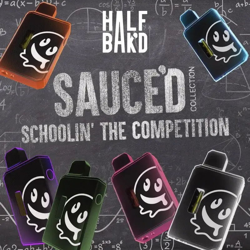 [T-1089-08] HALF BAK’D LIVE RESIN SAUCE’D DISPOSABLE 4G 5pk Box (Magic Milk Sativa)