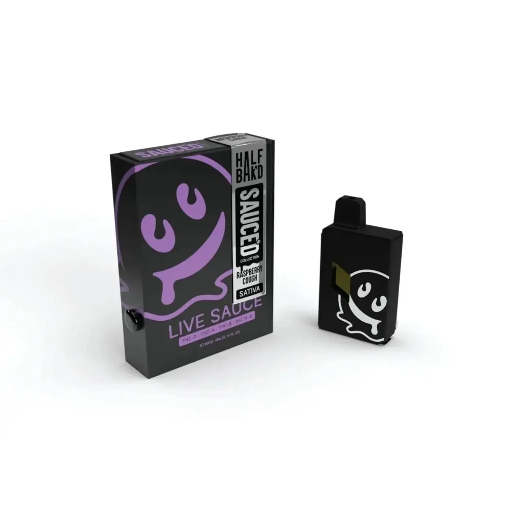 [T-1089-05] HALF BAK’D LIVE RESIN SAUCE’D DISPOSABLE 4G 5pk Box (Raspberry Cough Sativa)