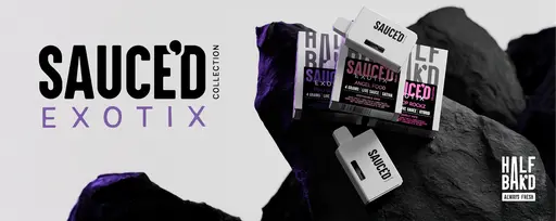[Q-4816-04] Half Bak'd Live Resin SAUCE'D EXOTIX THC-P 4G Disposables 5 Pack a Box (Peach Ringz)