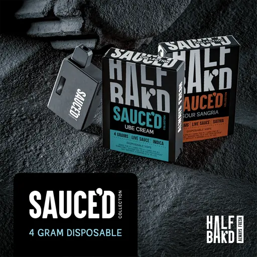 [Q-4817-07] Half Bak'd Live Resin SAUCE'D THC-P 4G Disposables - 5 Pack (Sugarland Hybrid)