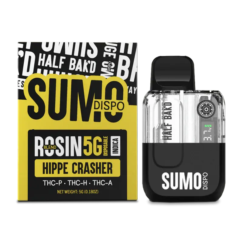 [T-1244-02] Half Bak’d -SUMO Live Rosin Disposable 5G THC-P, THCH, and THCA 5pk Box (Hippe Crasher)
