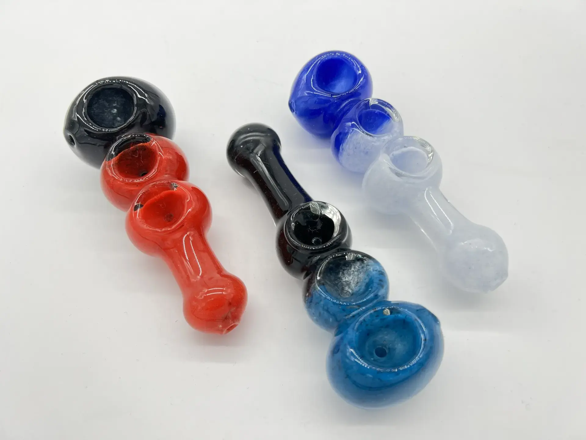 [Q-2405] HAND PIPE 4 (DARK ASSORTED COLOR TRIPLE BALLS)