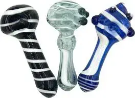 [Q-2416] HAND PIPE 4 (WHITE LINES SWIRL ASSORTED COLOR)