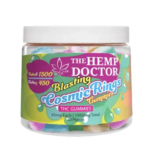 [Q-4253-02] HEMP DOCTOR 1950mg 30ct Gummy Jar DELTA-8 DELTA-9 (Cosmic Rings)