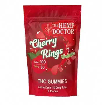 [Q-4254-02] HEMP DOCTOR 780mg 12ct Gummy Rings DELTA-8 DELTA-9 (Cherry Rings)