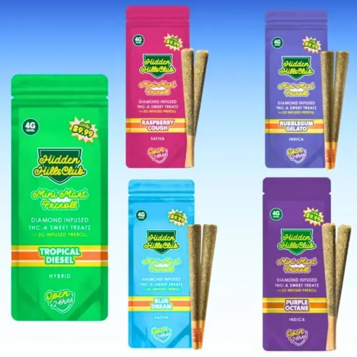 [T-1483-04] Hidden Hills THC-P Mini Mart Pre-Rolls 2-Pack – 4G (PLATINUM BUBBA)