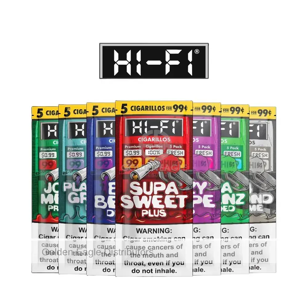 [T-1563-08] Hi-Fi Cigarillos 5 For $0.99 Display of 15 (Supa Greenz)