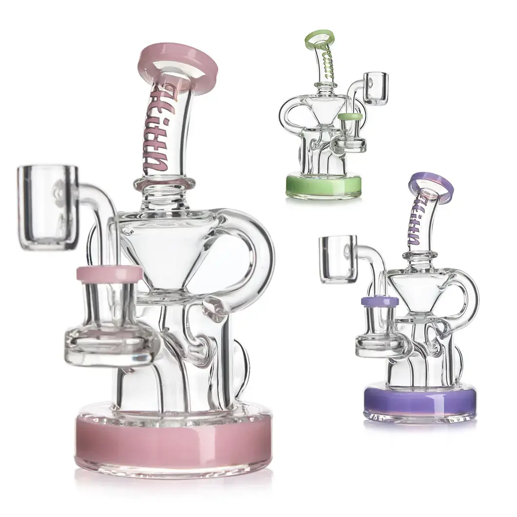 [T-1391-06] Hittn Glass Water Pipe 14mm Quartz Banger Glass DAB Rig (HIT116)