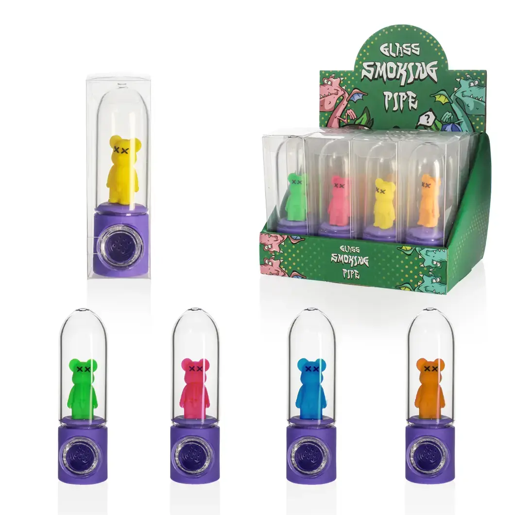 [T-1393-02] Hittn Silicone Hand Pipe Display of 12 (SC30)