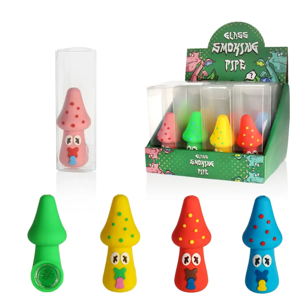 [T-1393-03] Hittn Silicone Hand Pipe Display of 12 (SC31)