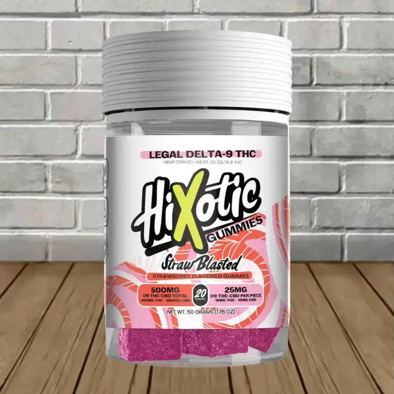 [T-1340-01] Hixotic Delta 9 THC + CBD Gummies 500mg (Strawblasted)