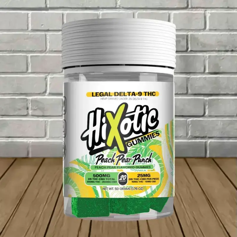 [T-1340-04] Hixotic Delta 9 THC + CBD Gummies 500mg (Peach Pear Punch)