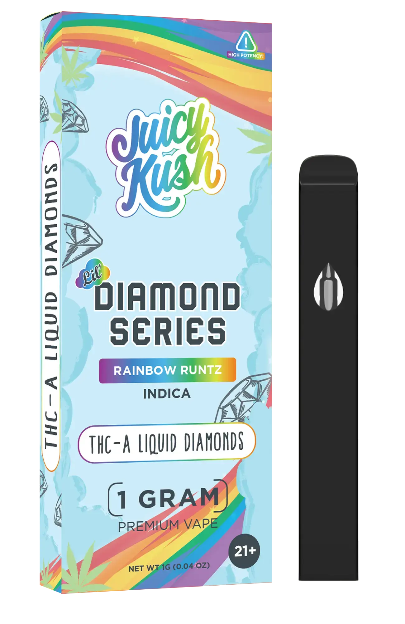 [Q-4257-01] JUICY KUSH 1G Disposable THC-A 5PK a Box (Rainbow Runtz)