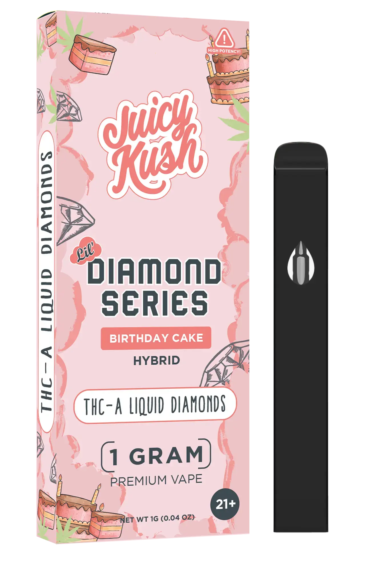 [Q-4257-03] JUICY KUSH 1G Disposable THC-A 5PK a Box (Birthday Cake)