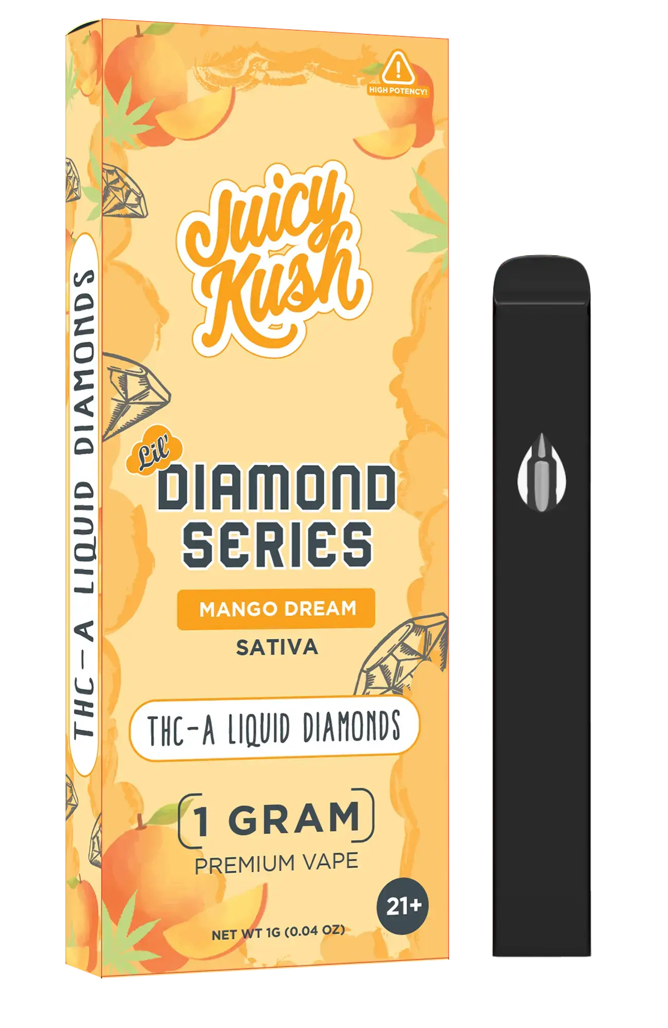 [Q-4257-04] JUICY KUSH 1G Disposable THC-A 5PK a Box (Mango Dream)