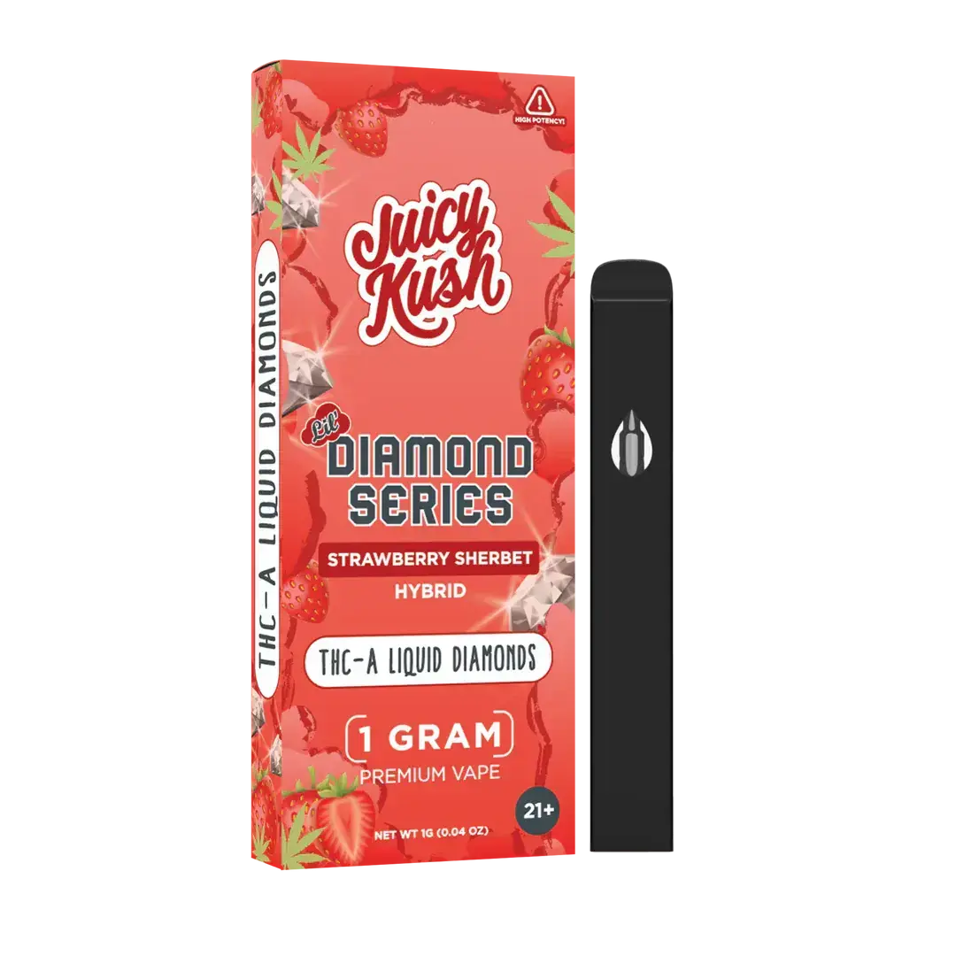 [Q-4257-10] JUICY KUSH 1G Disposable THC-A 5PK a Box (Strawberry Sherbet)