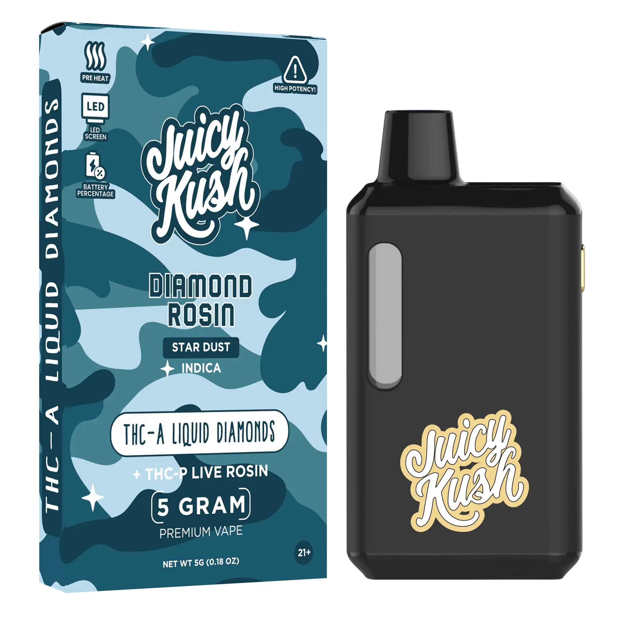 [Q-4259-04] Juicy Kush 5g Disposable THC-A 5PK a Box (Star Dust)