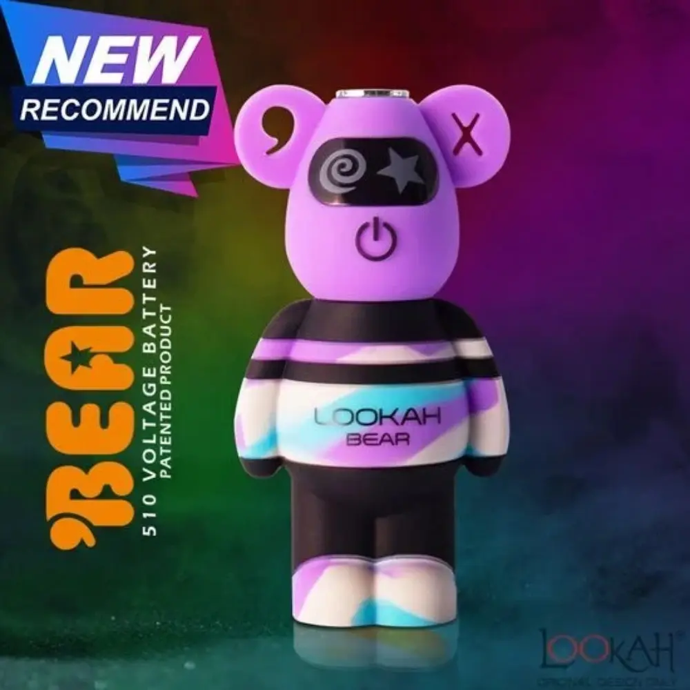 [Q-2743-04] LOOKAH BEAR 510 THREAD VAPE BATTERY COLOR 1 COUNT (Purple Tiedye)