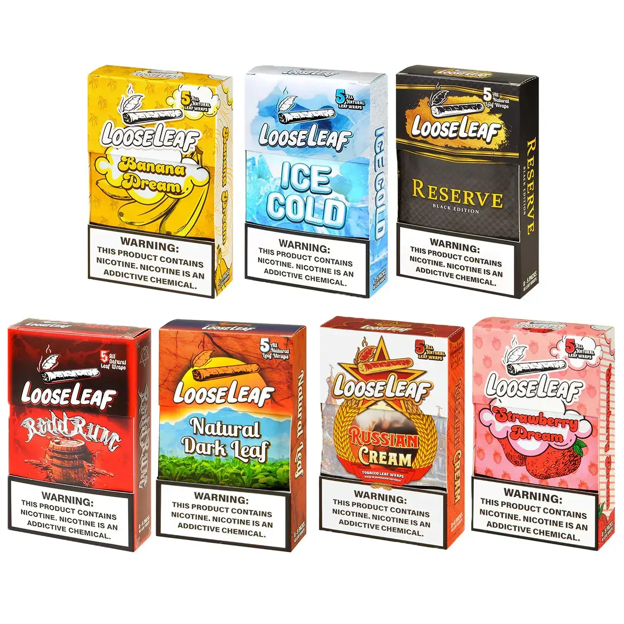 [T-1627-03] LooseLeaf - Cigar Wraps (5ct) - Box of 8 (Watermelon Dream)